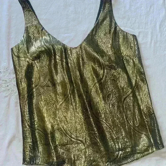 J Crew Cate paisley metallic silk blend tank - Picture 1 of 7